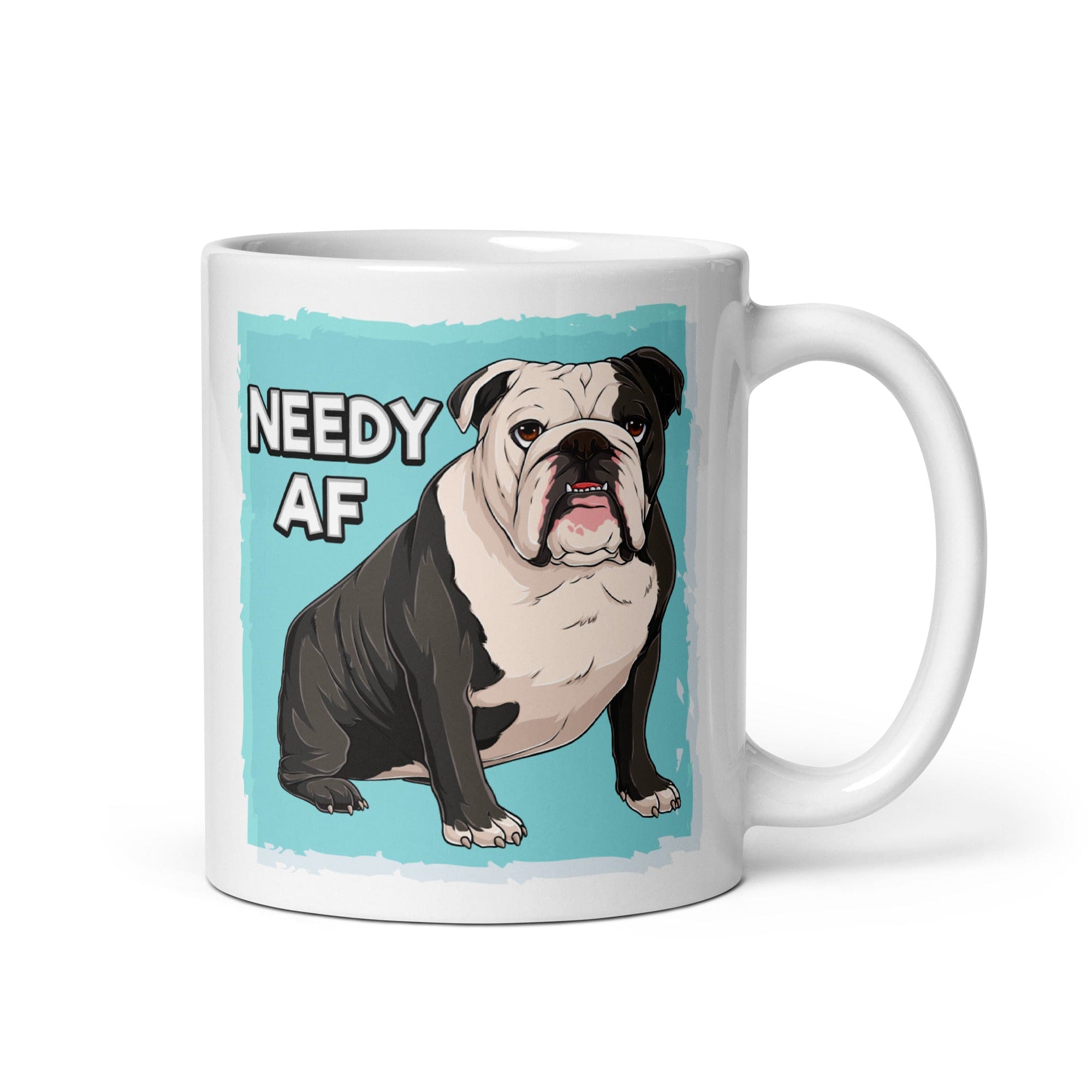 "Adopt A Personal Stalker" English Bulldog Mug | B&W Colored