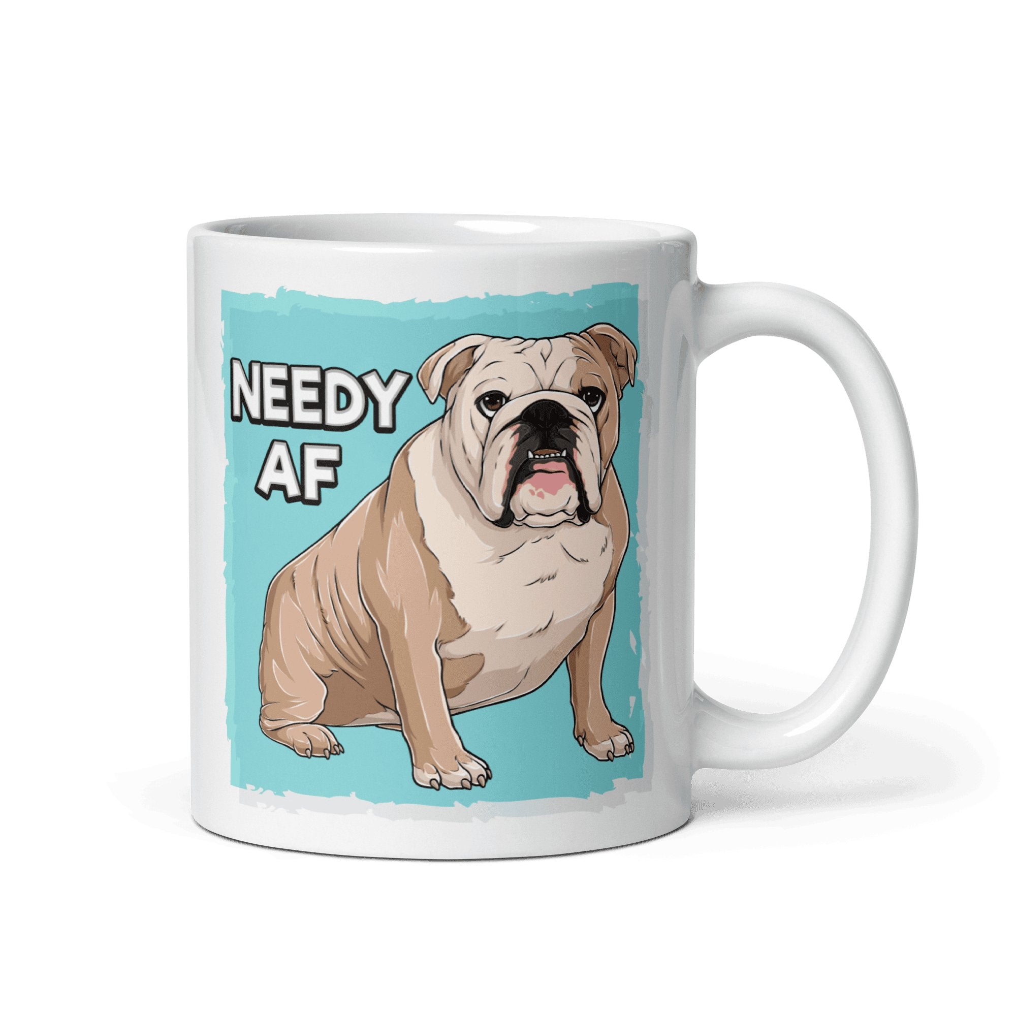 "Adopt A Personal Stalker" English Bulldog Mug | Fawn & White Colored