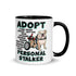 "Adopt A Personal Stalker" English Bulldog Mug | Fawn & White Colored in Wheelchair
