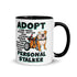 "Adopt A Personal Stalker" English Bulldog Mug | Red & White Colored in Wheelchair