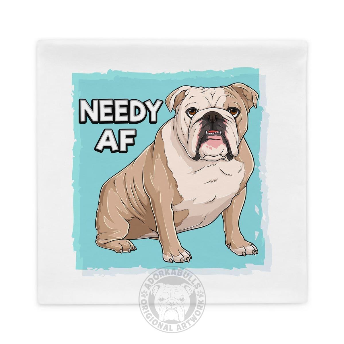 "Adopt A Personal Stalker" English Bulldog Pillow Case | Fawn & White Colored