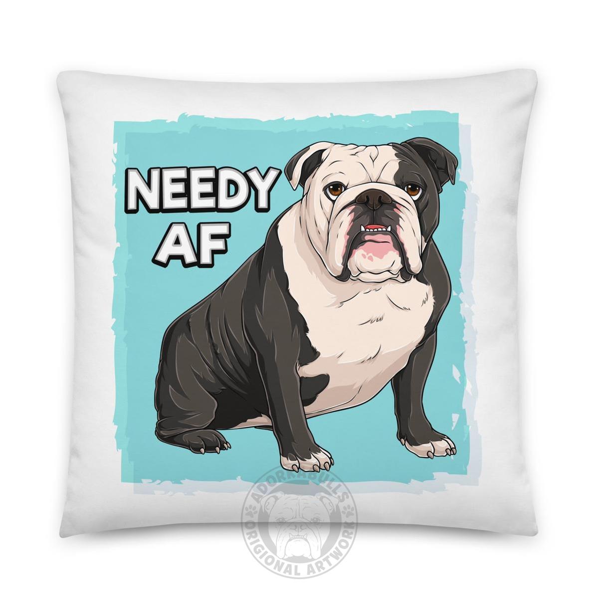 "Adopt A Personal Stalker" English Bulldog Throw Pillow| B&W Colored