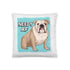 "Adopt A Personal Stalker" English Bulldog Throw Pillow | Fawn & White Colored