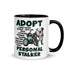 "Adopt A Personal Stalker" Female English Bulldog Mug | B&W Colored with Spina Bifida in Wheelchair