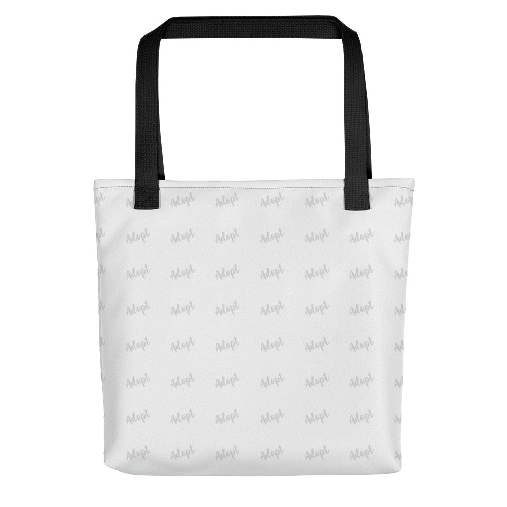 "Adopt A Personal Stalker" Female English Bulldog Tote Bag | B&W Colored with Spina Bifida in Wheelchair