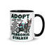 "Adopt A Personal Stalker" Female French Bulldog Mug | B&W Colored with Spina Bifida in Wheelchair