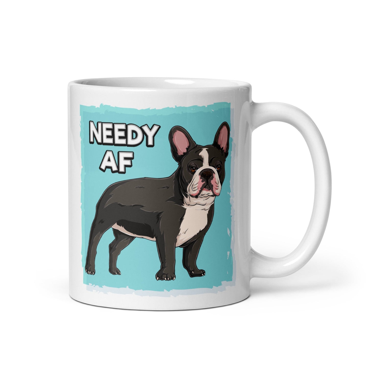 "Adopt A Personal Stalker" French Bulldog Mug | B&W Colored