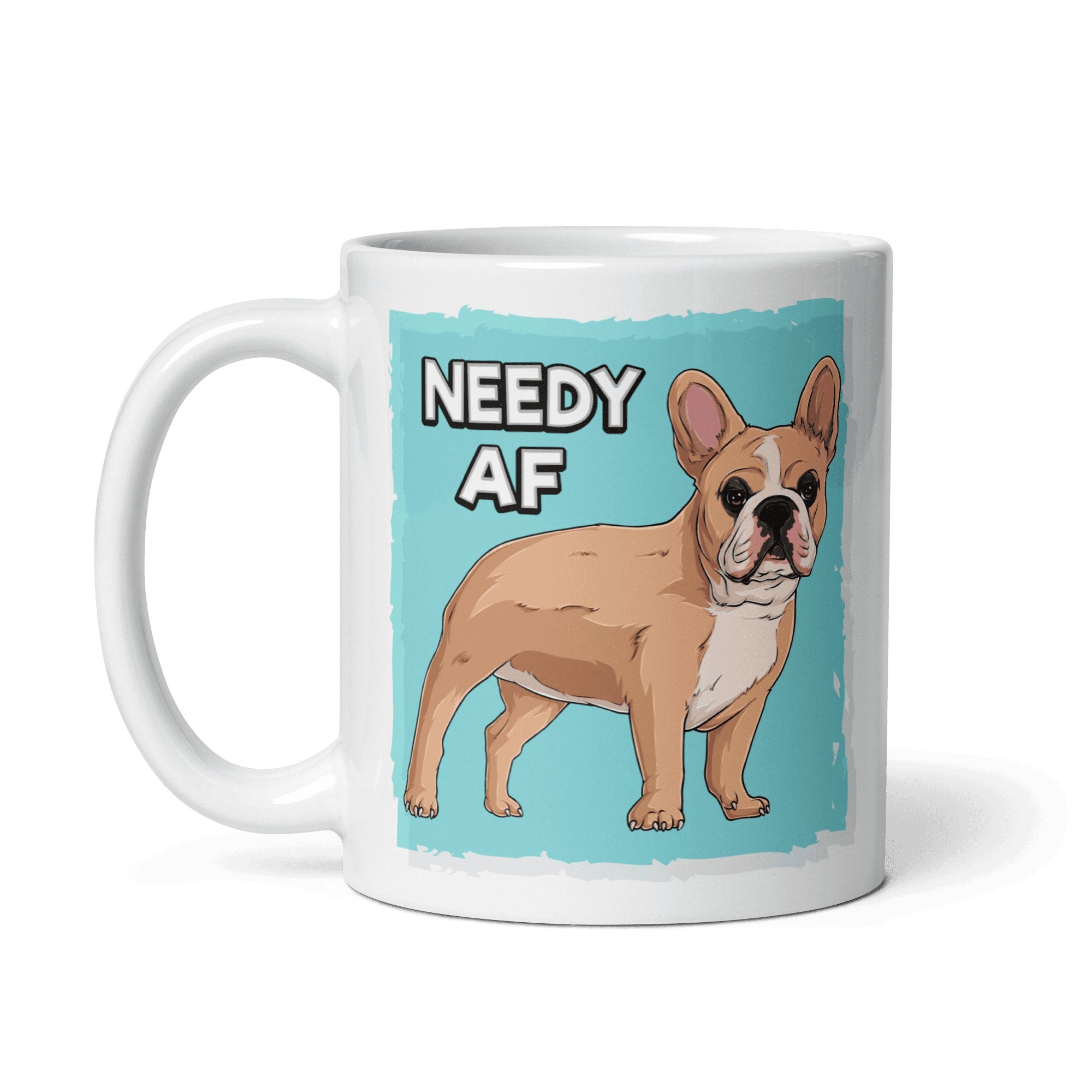 "Adopt A Personal Stalker" French Bulldog Mug | Fawn & White Colored