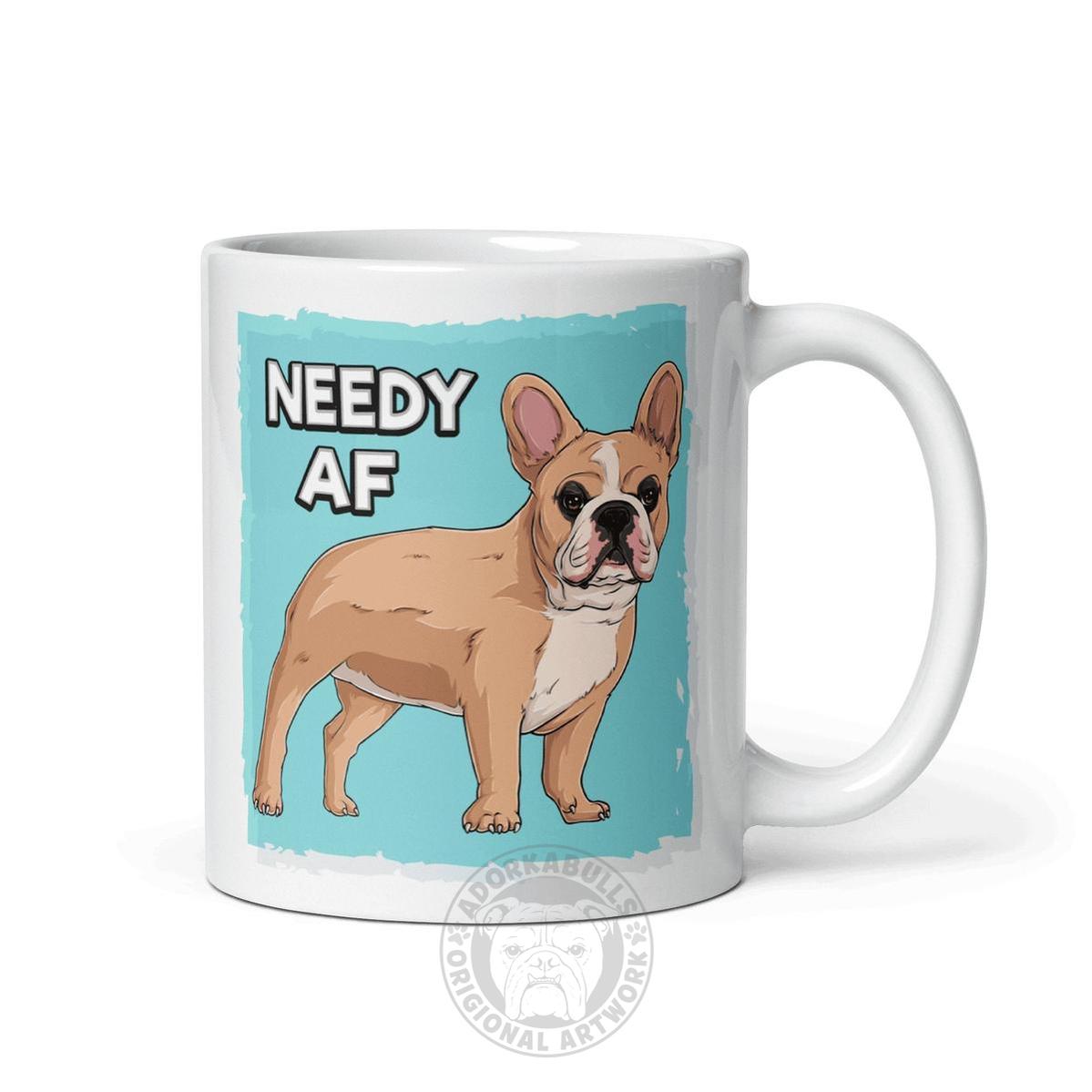 "Adopt A Personal Stalker" French Bulldog Mug | Fawn & White Colored