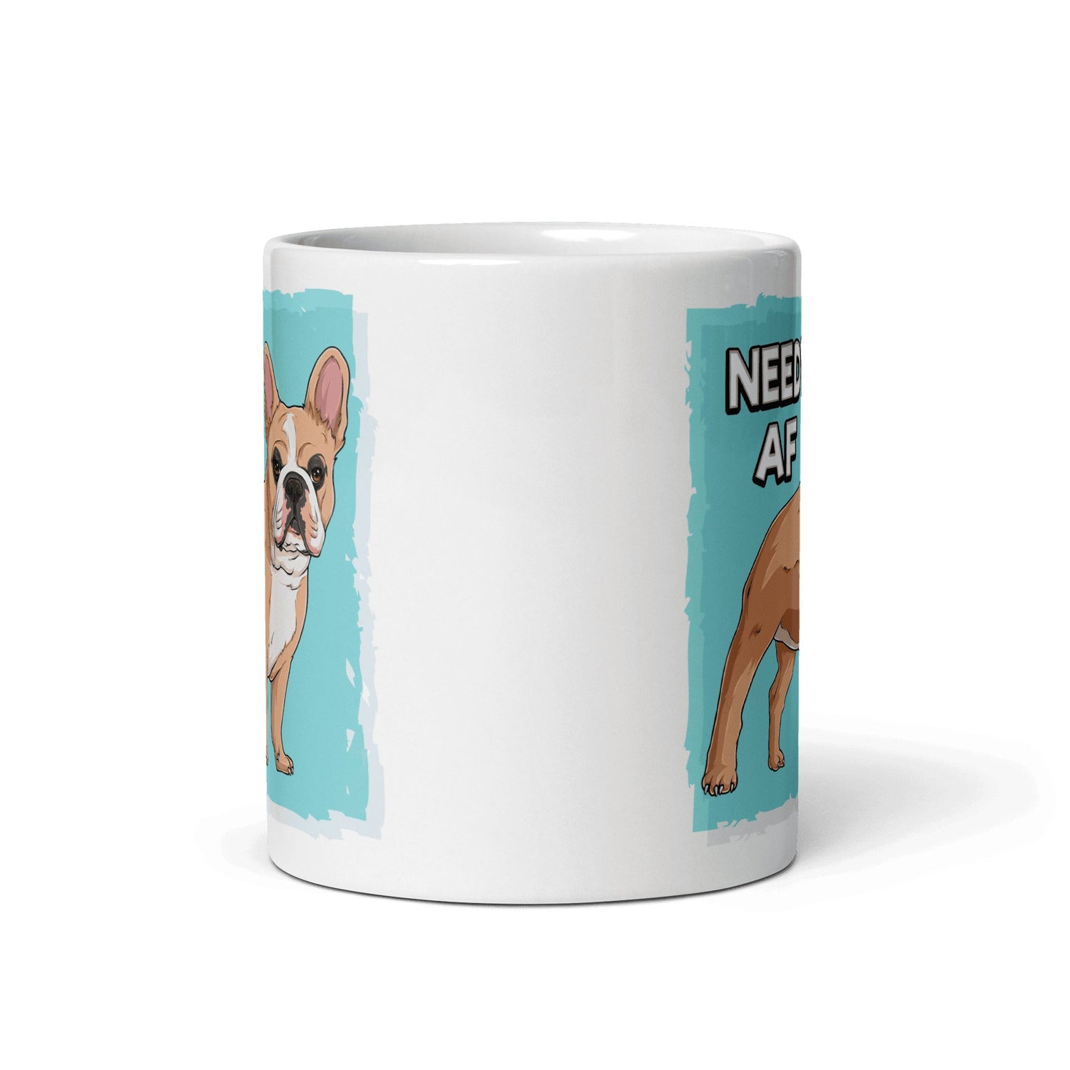 "Adopt A Personal Stalker" French Bulldog Mug | Fawn & White Colored
