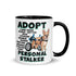 "Adopt A Personal Stalker" French Bulldog Mug | Fawn & White Colored in Wheelchair