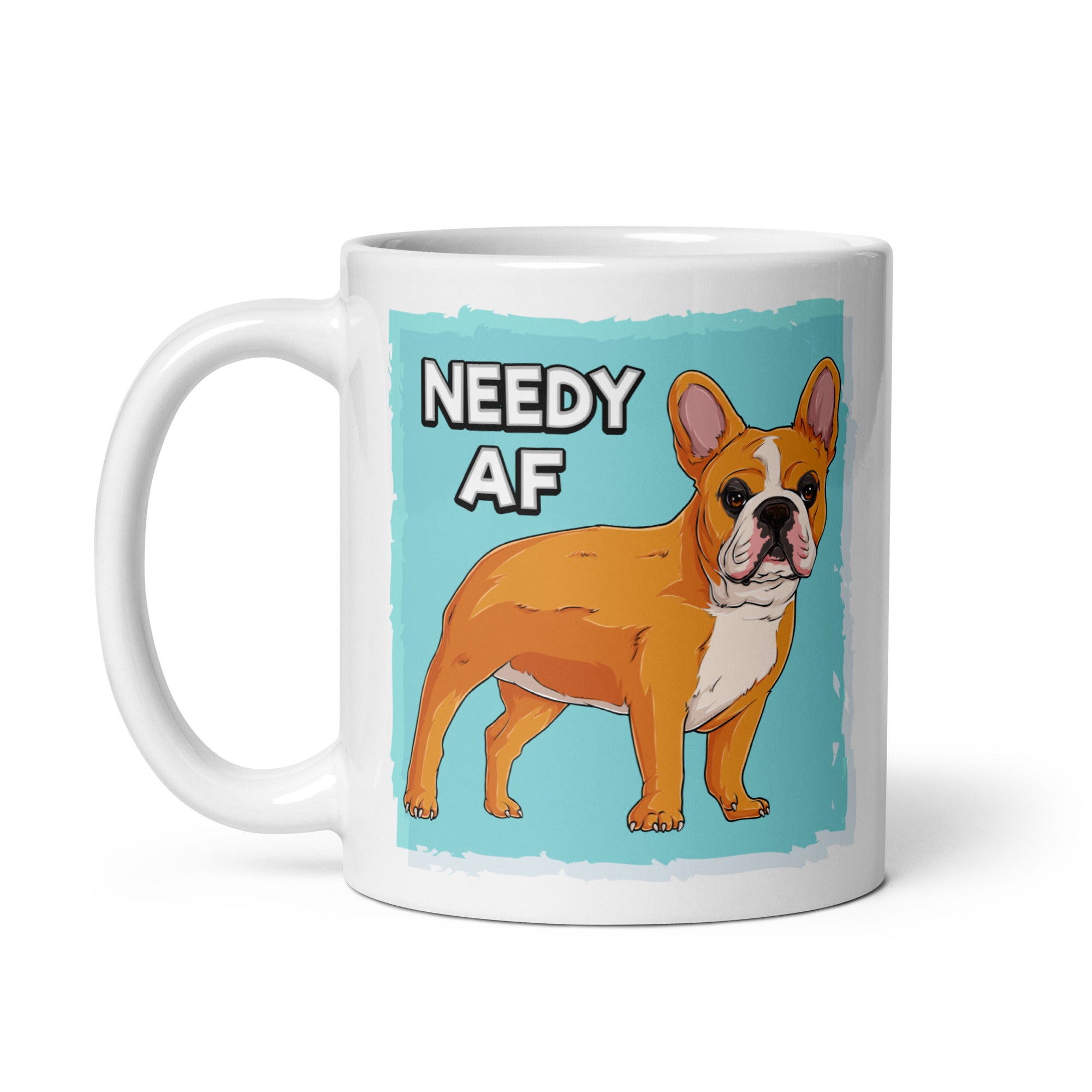 "Adopt A Personal Stalker" French Bulldog Mug | Red & White Colored