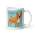 "Adopt A Personal Stalker" French Bulldog Mug | Red & White Colored