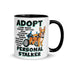 "Adopt A Personal Stalker" French Bulldog Mug | Red & White Colored in Wheelchair