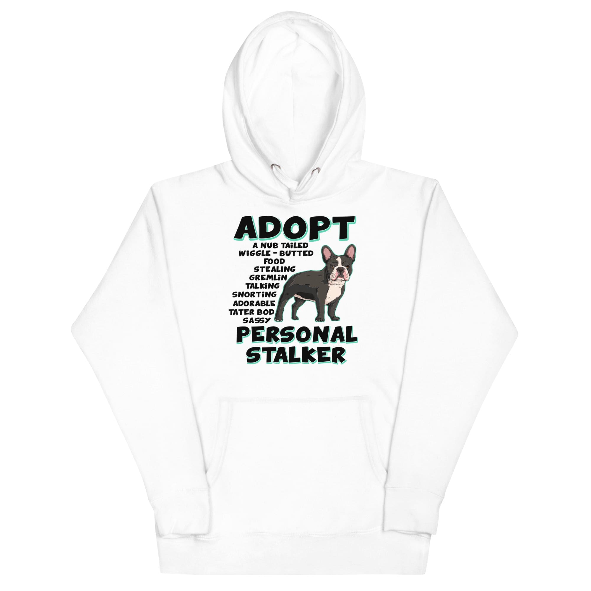 "Adopt A Personal Stalker" French Bulldog Tote Bag | B&W Colored