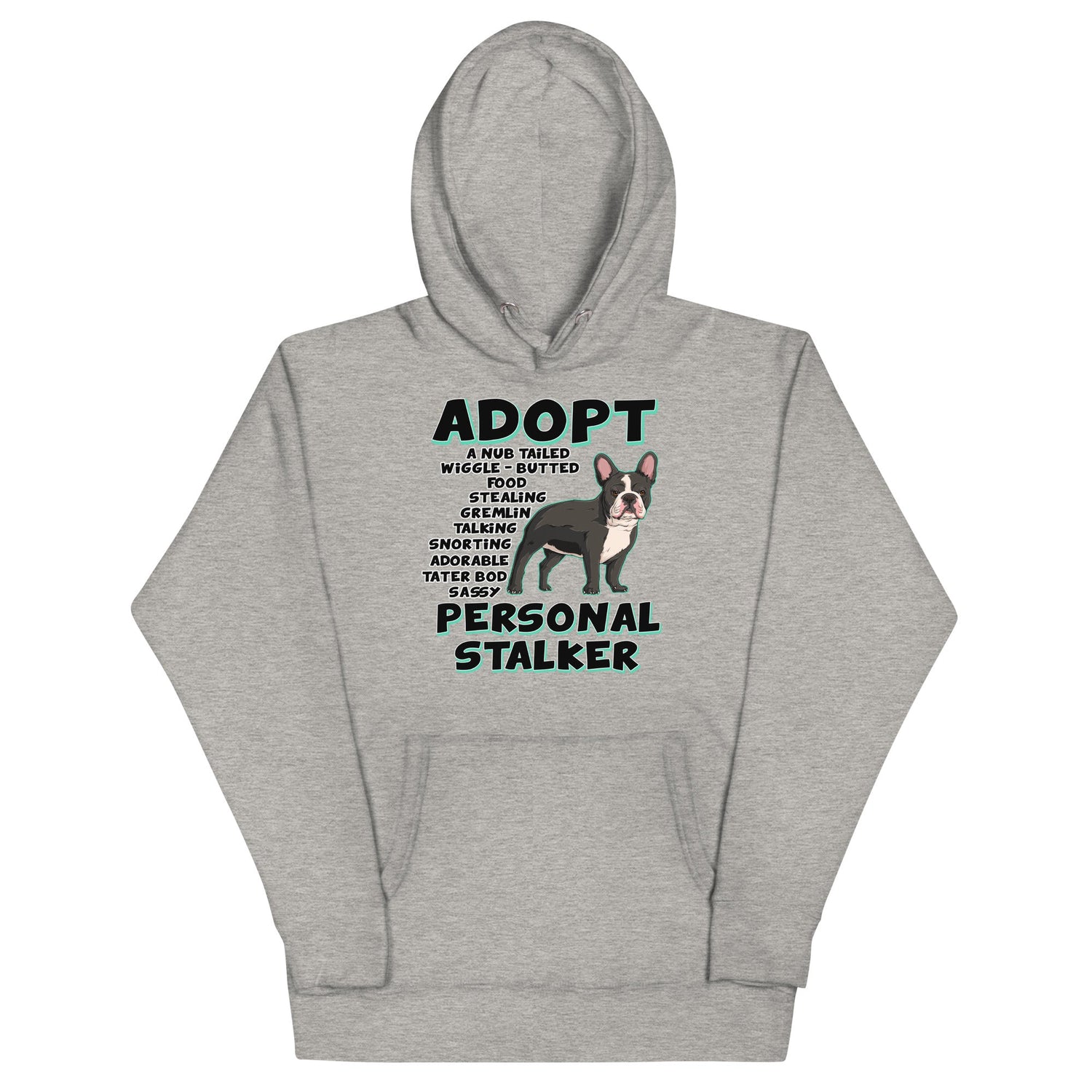 "Adopt A Personal Stalker" French Bulldog Tote Bag | B&W Colored