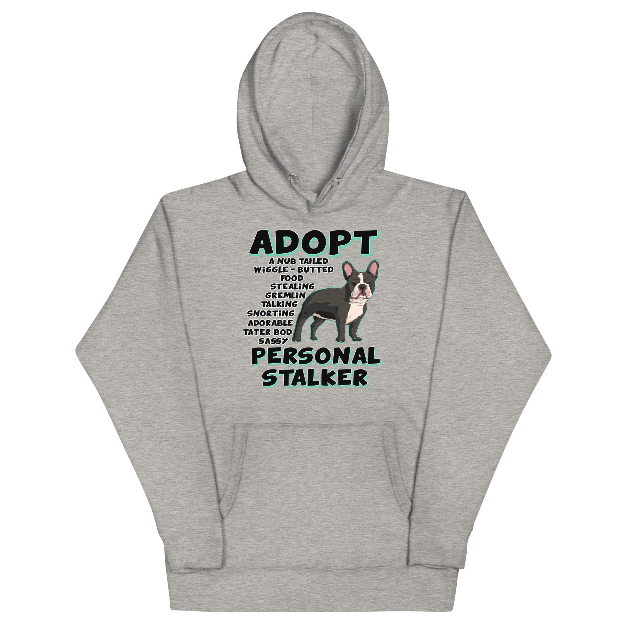 "Adopt A Personal Stalker" French Bulldog Tote Bag | B&W Colored