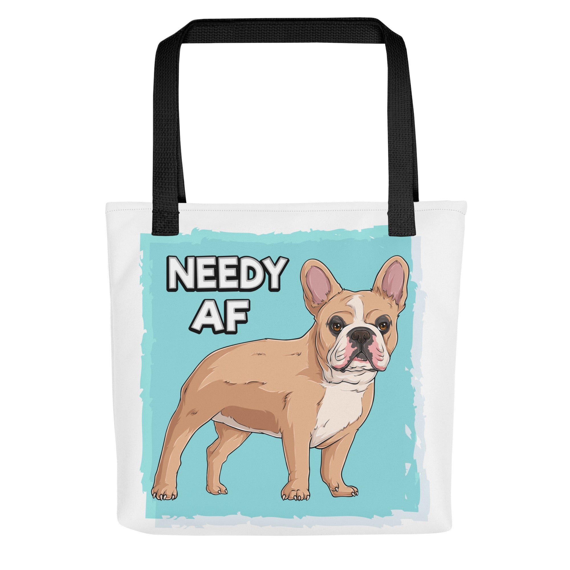 "Adopt A Personal Stalker" French Bulldog Tote Bag | Fawn & White Colored
