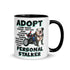 "Adopt A Personal Stalker" Male English Bulldog Mug | B&W Colored with Spina Bifida in Wheelchair