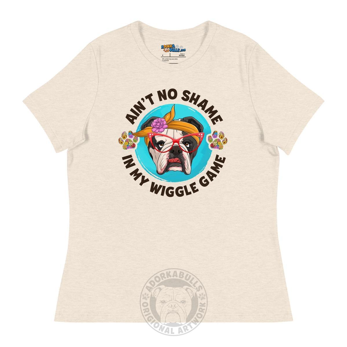 "Ain’t No Shame in My Wiggle Game" - Floral Female English Bulldog Women’s Tee