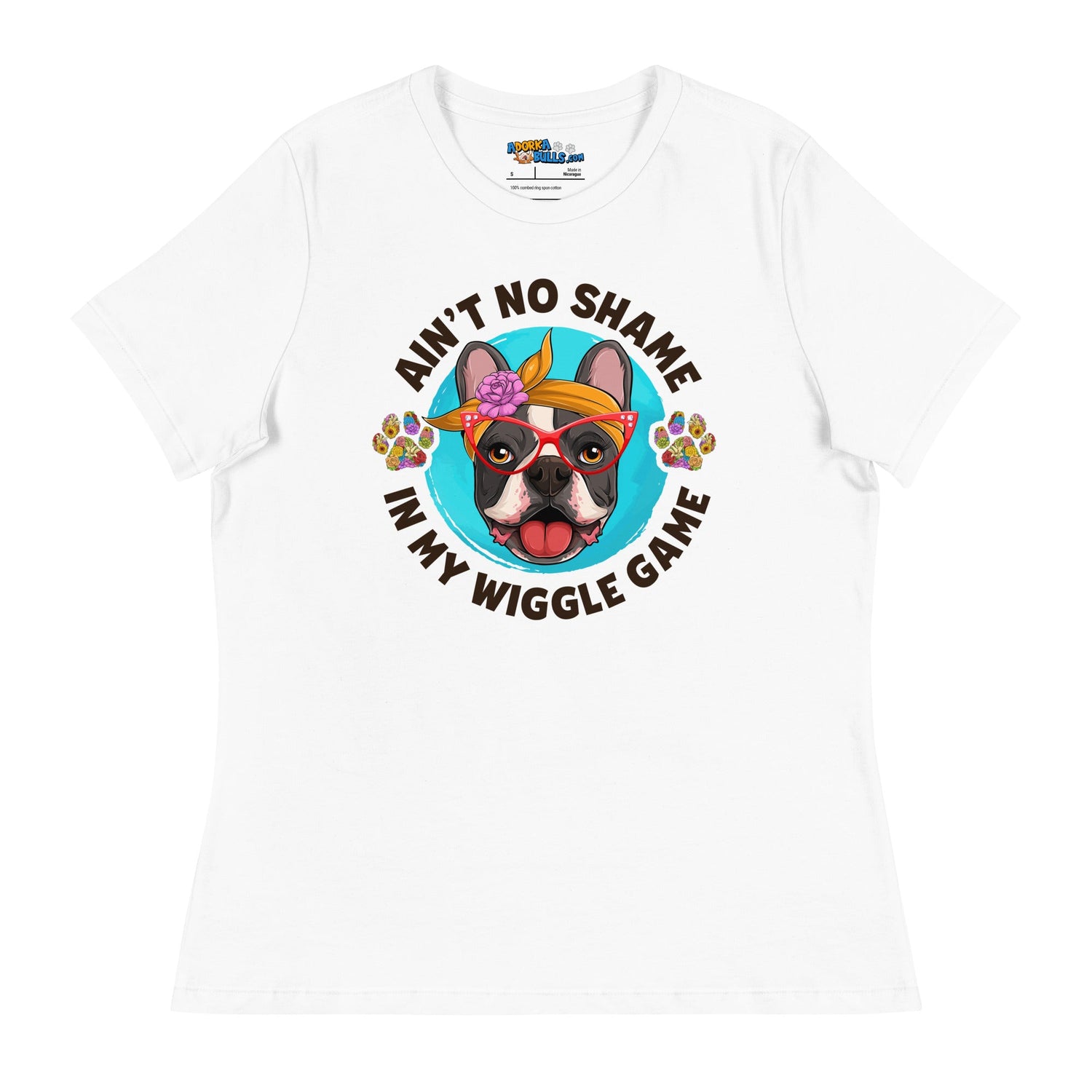 "Ain’t No Shame in My Wiggle Game" - Floral Female Frenchie Women’s Tee