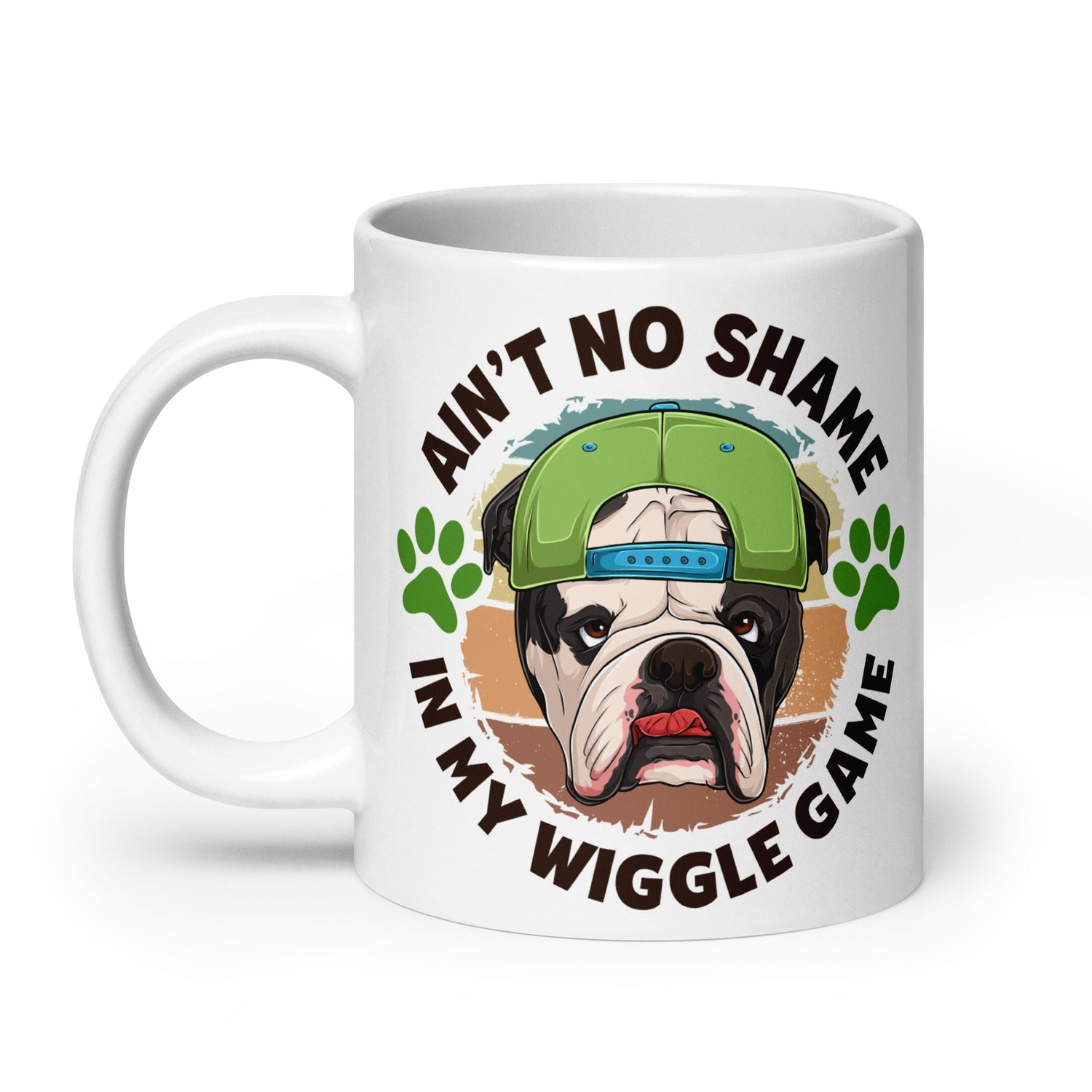 "Ain’t No Shame in My Wiggle Game" Male English Bulldog Mug