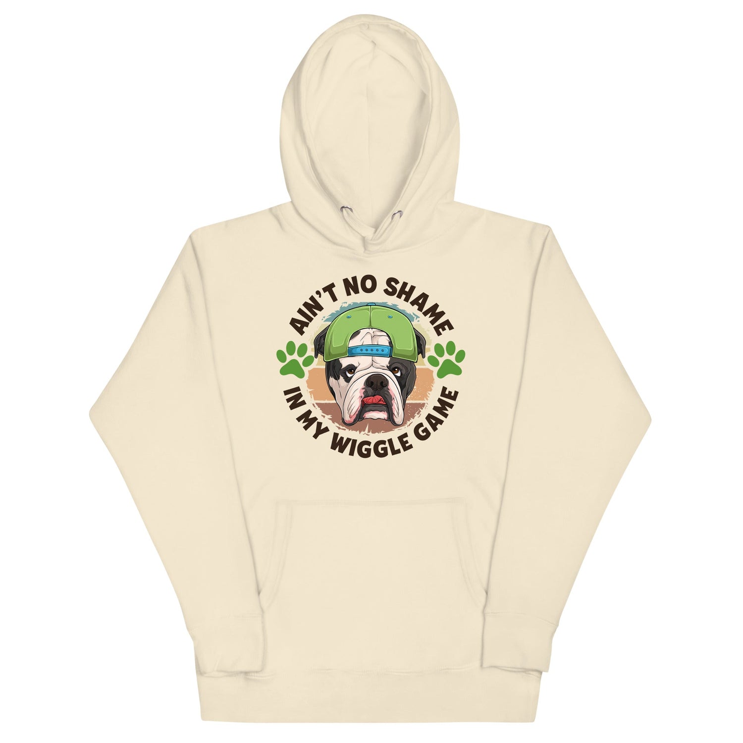 "Ain’t No Shame in My Wiggle Game" Male English Bulldog Unisex Hoodie