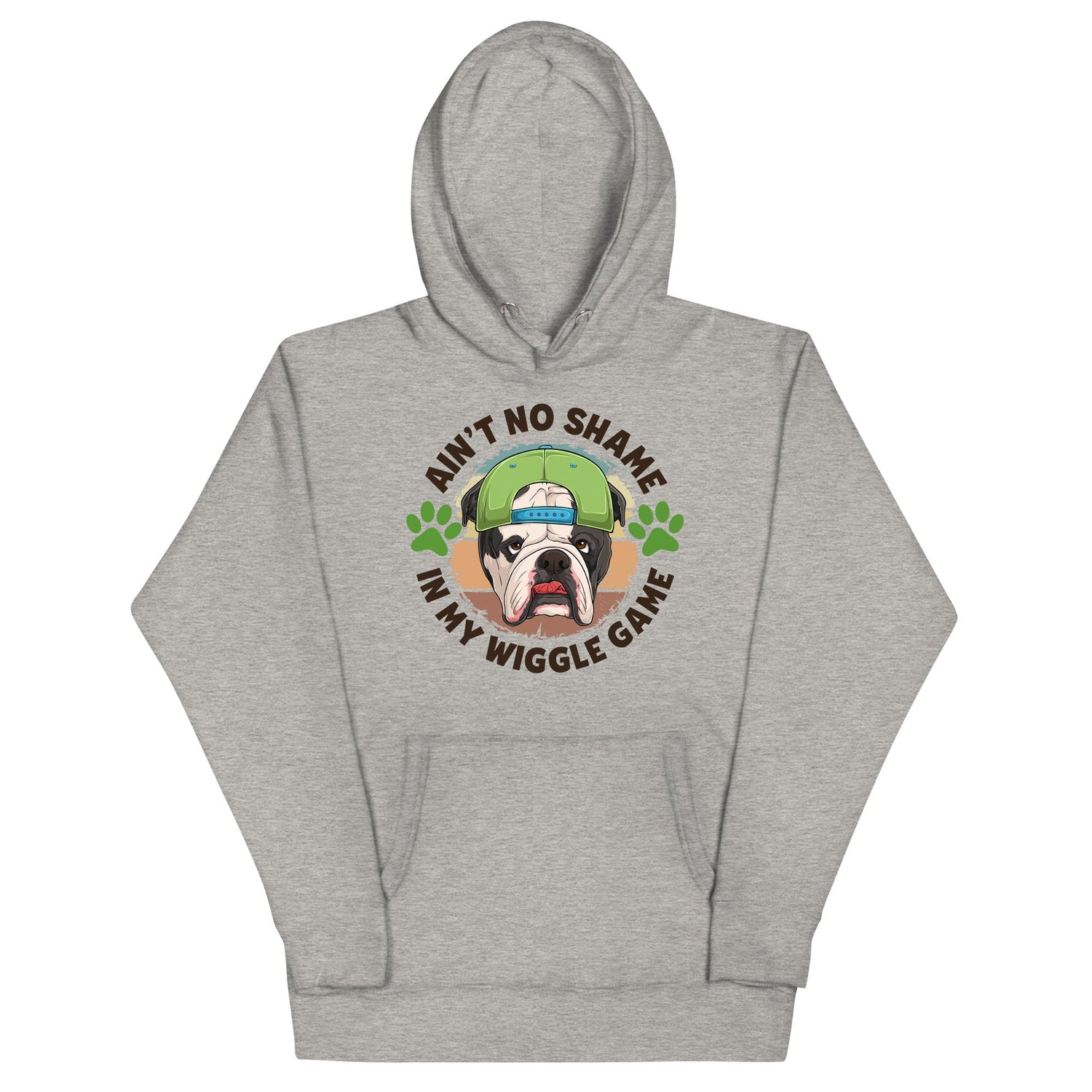 "Ain’t No Shame in My Wiggle Game" Male English Bulldog Unisex Hoodie