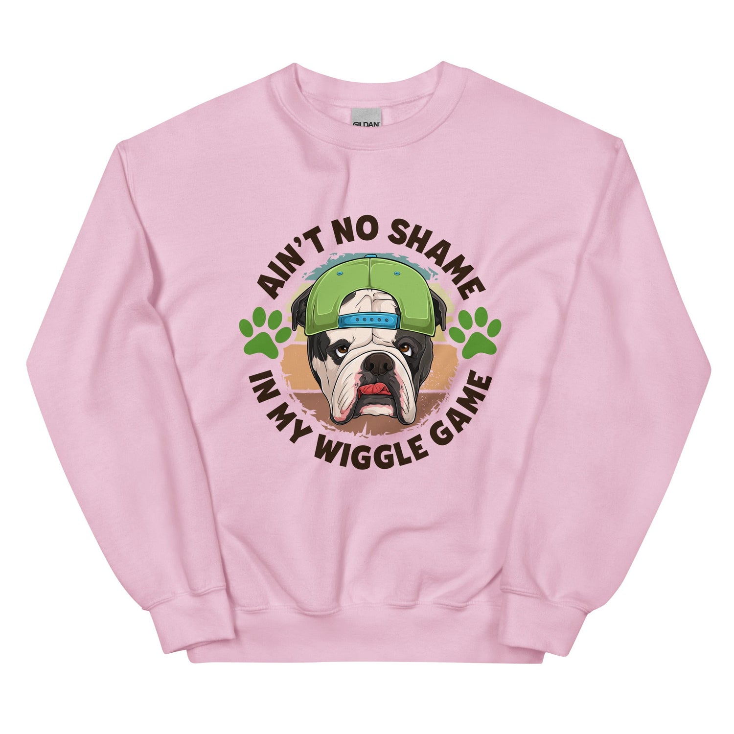 "Ain’t No Shame in My Wiggle Game" – Male English Bulldog Unisex Sweatshirt