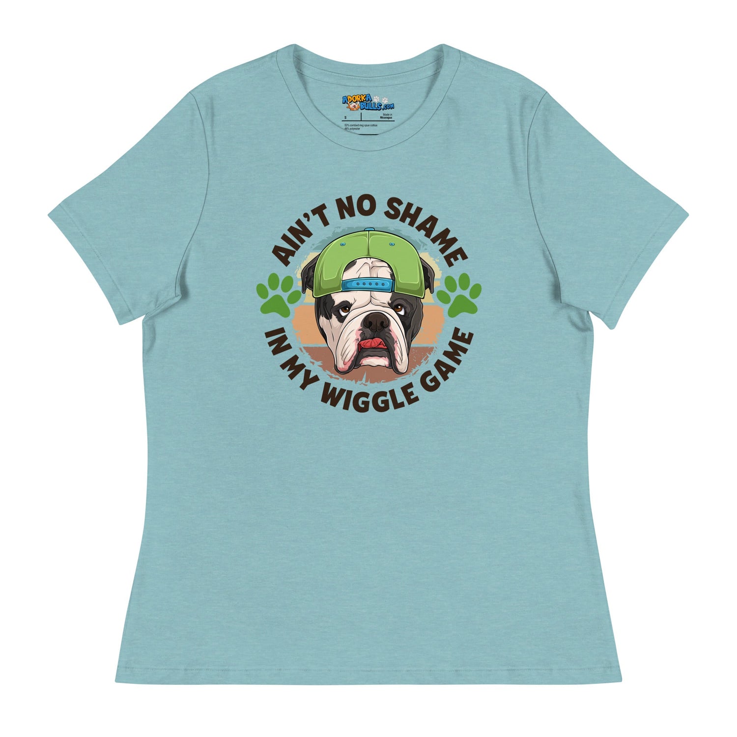 "Ain’t No Shame in My Wiggle Game" Male English Bulldog Women’s Tee
