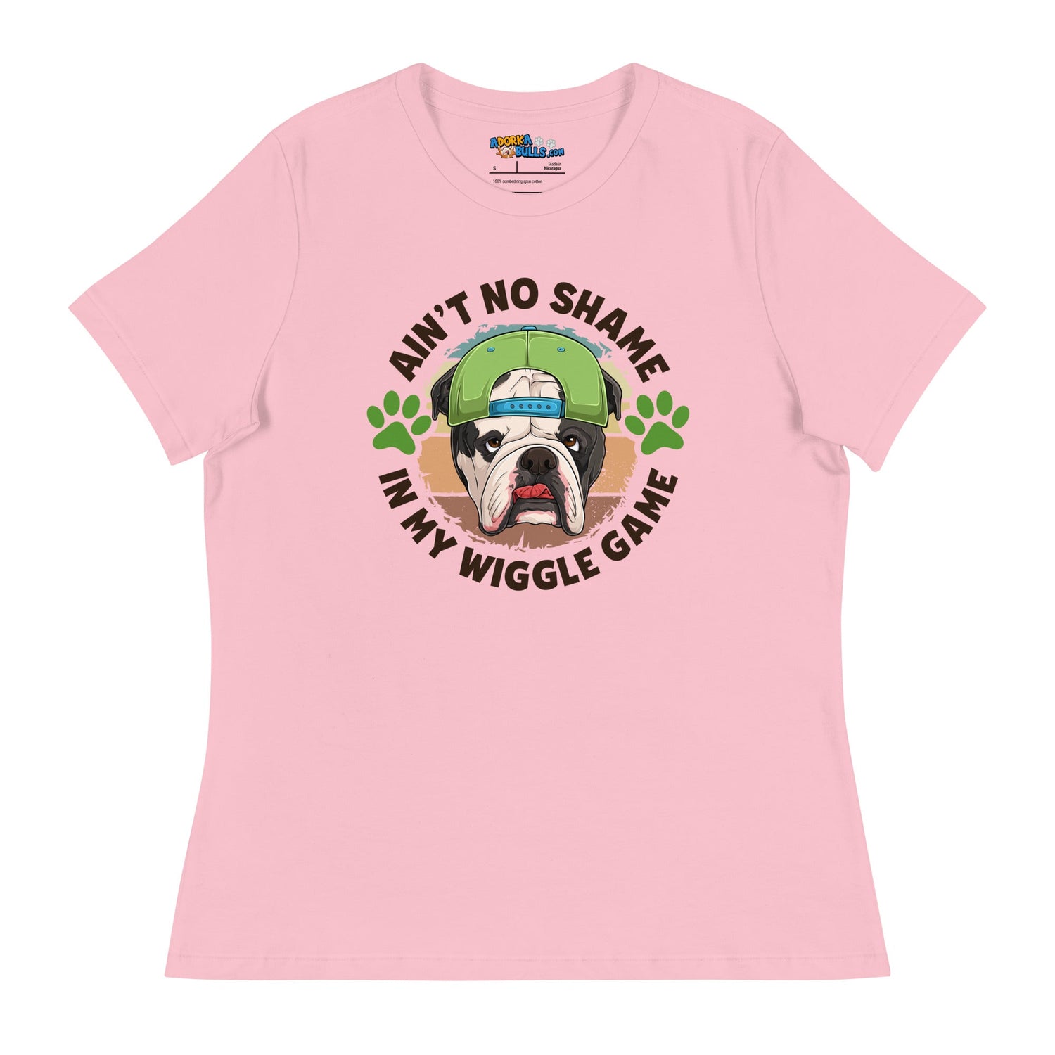 "Ain’t No Shame in My Wiggle Game" Male English Bulldog Women’s Tee