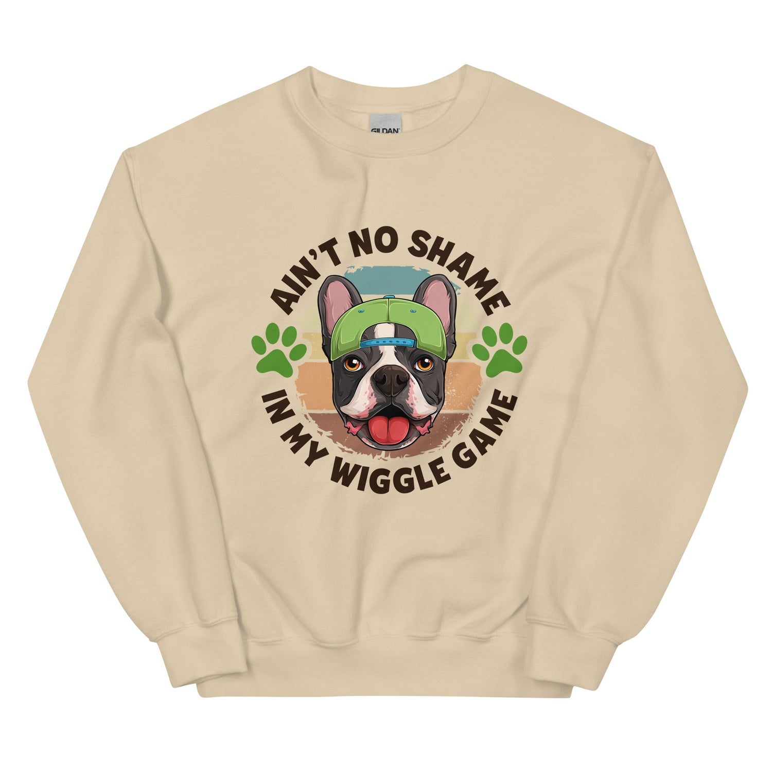 "Ain’t No Shame in My Wiggle Game" – Male Frenchie Unisex Sweatshirt