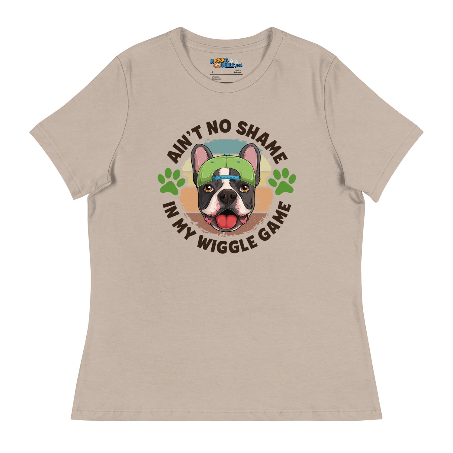 "Ain’t No Shame in My Wiggle Game" Male Frenchie Women’s Tee