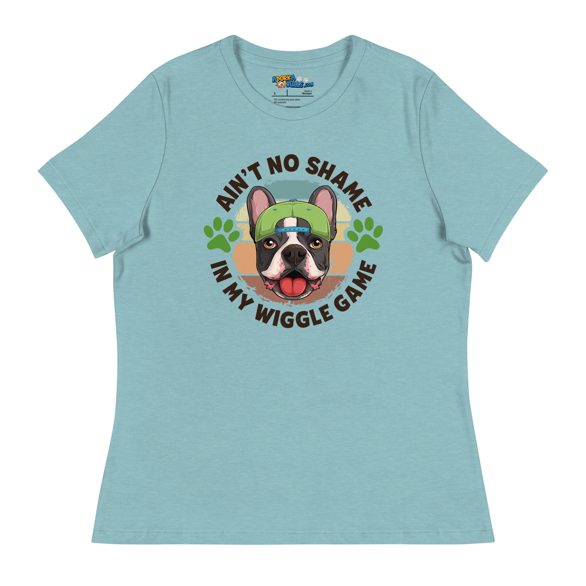 "Ain’t No Shame in My Wiggle Game" Male Frenchie Women’s Tee