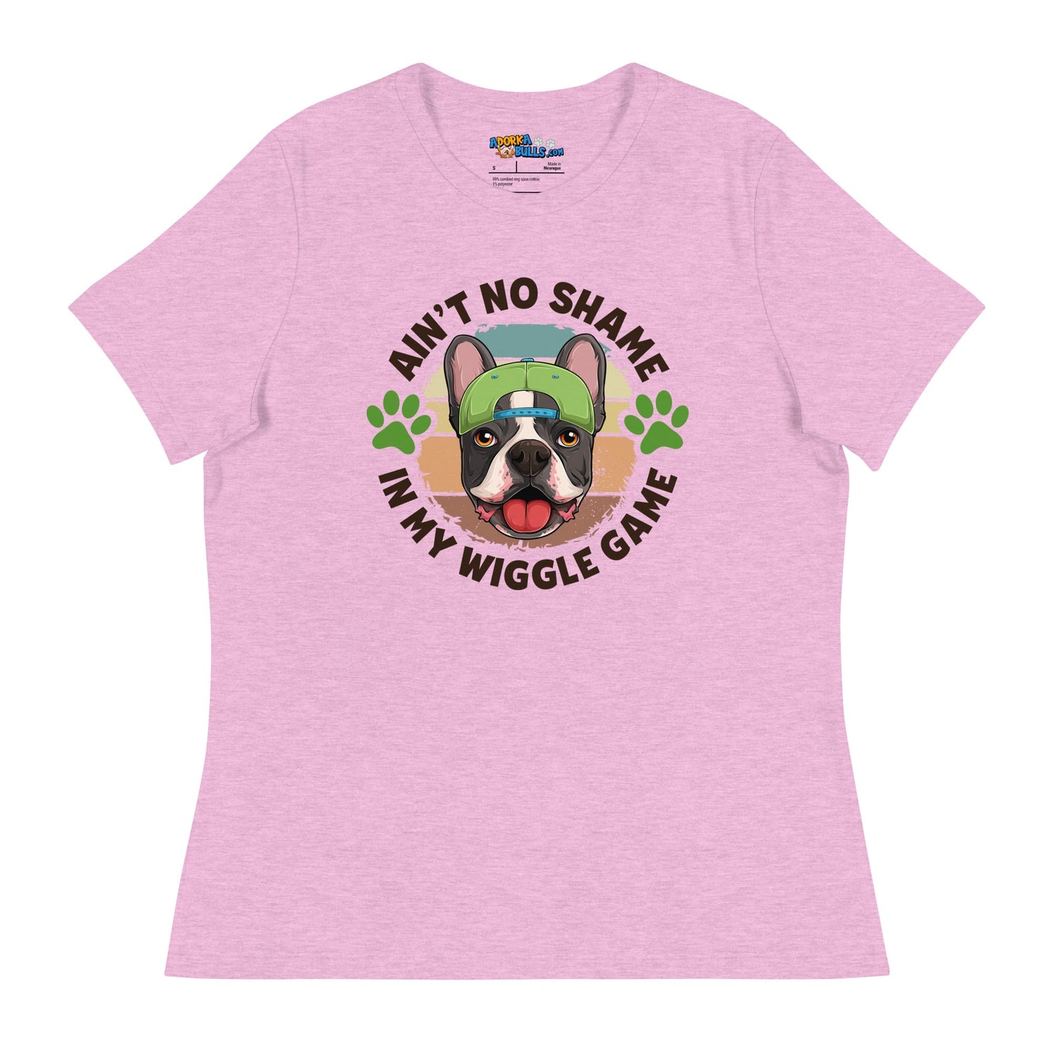 "Ain’t No Shame in My Wiggle Game" Male Frenchie Women’s Tee