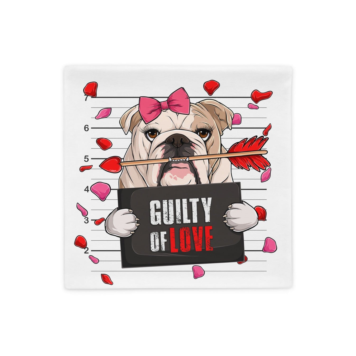 "Guilty of Love" English Bulldog Pillow Case | Fawn & White Colored Female