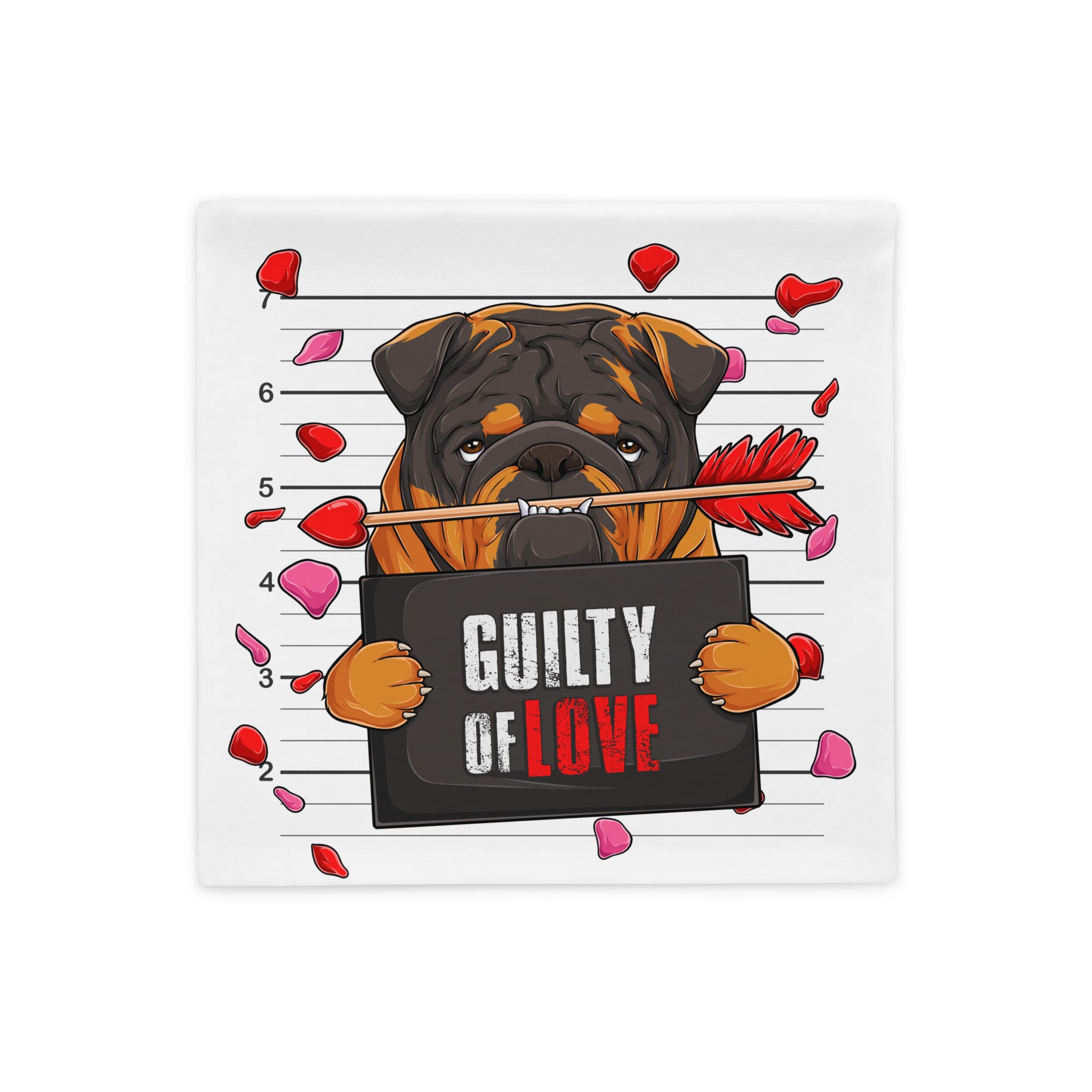 "Guilty of Love" English Bulldog Pillow Case | Tri Colored Male