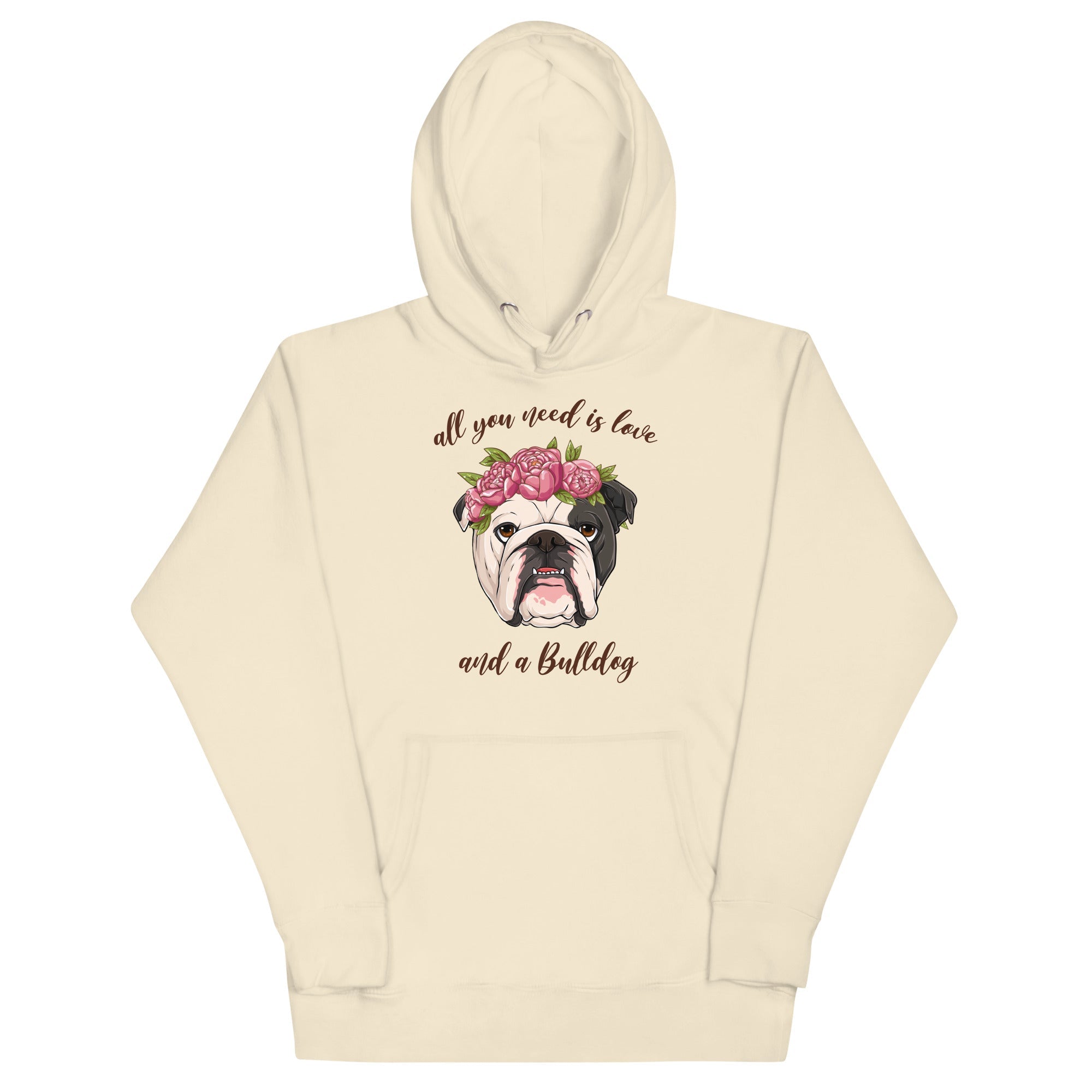 "All You Need Is Love and a Bulldog" Unisex Hoodie | B&W Colored English Bulldog