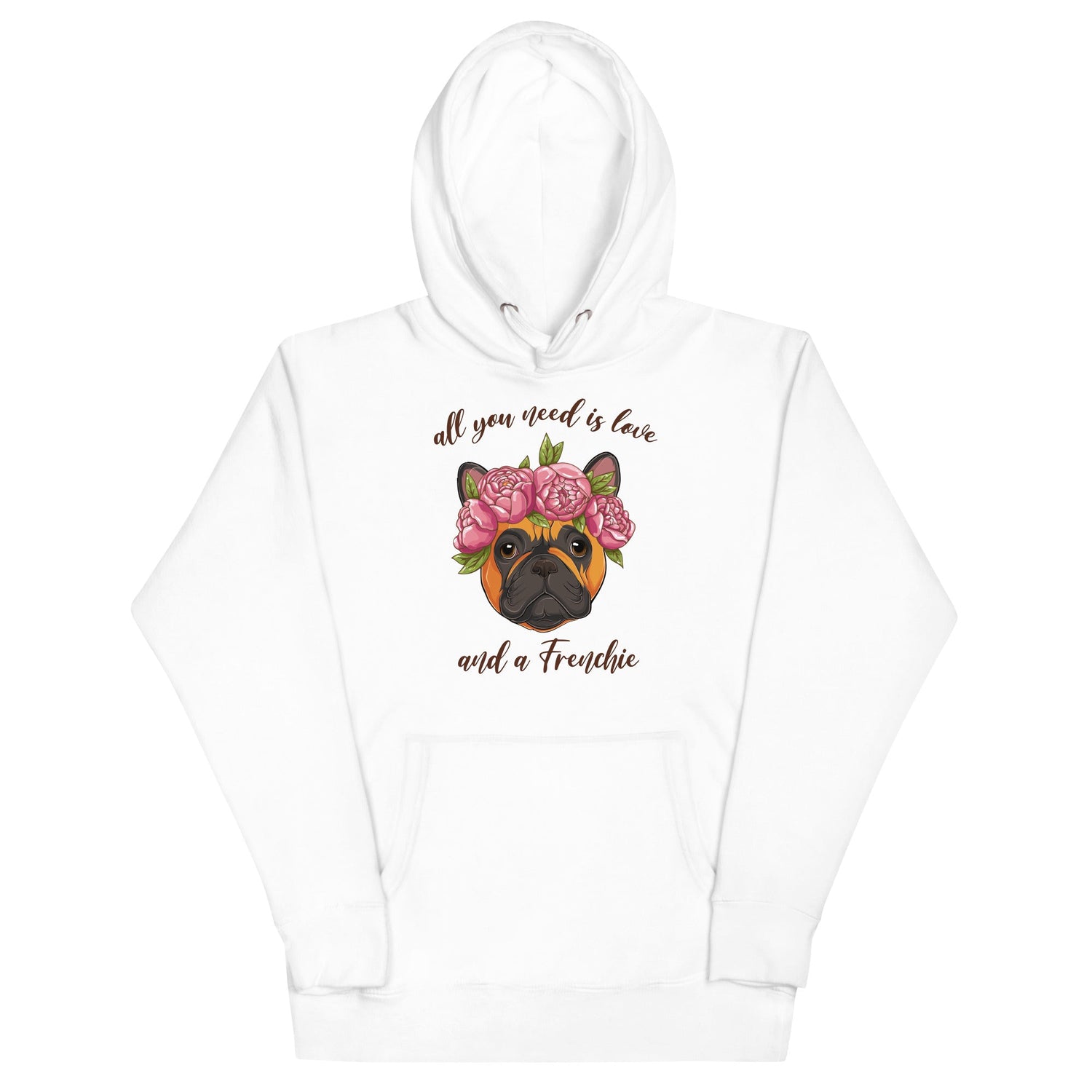 "All You Need Is Love and a Frenchie" Unisex Hoodie | Red & White Colored