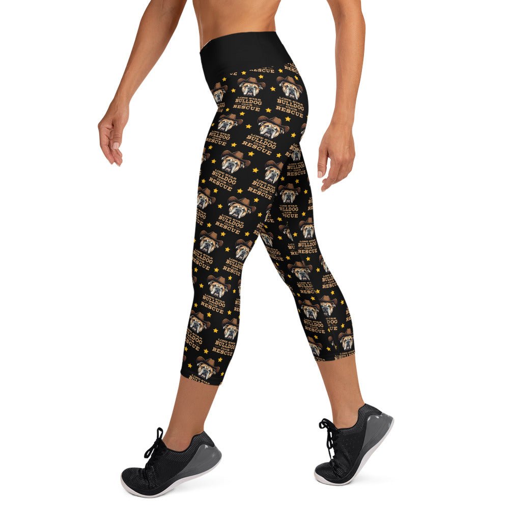 Black Lone Star Bulldog Club Rescue Yoga Capri Leggings