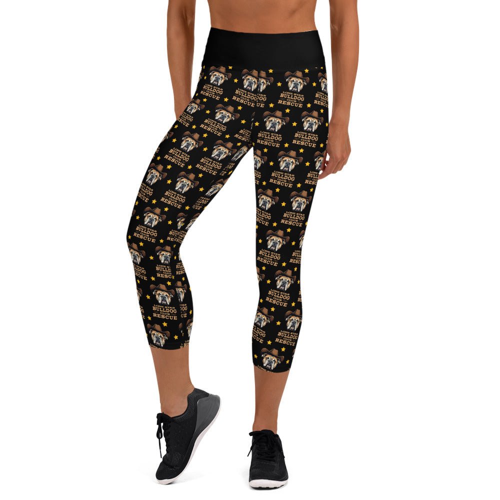 Black Lone Star Bulldog Club Rescue Yoga Capri Leggings