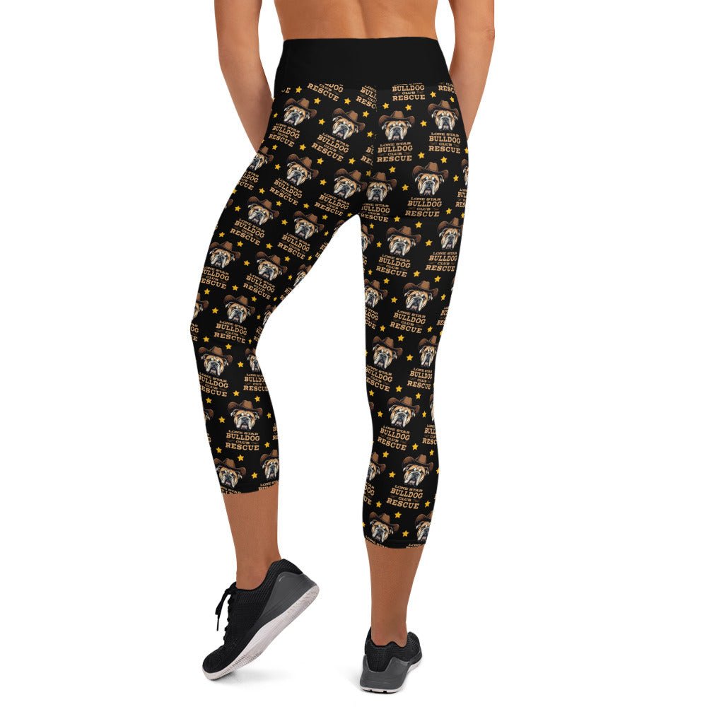 Black Lone Star Bulldog Club Rescue Yoga Capri Leggings