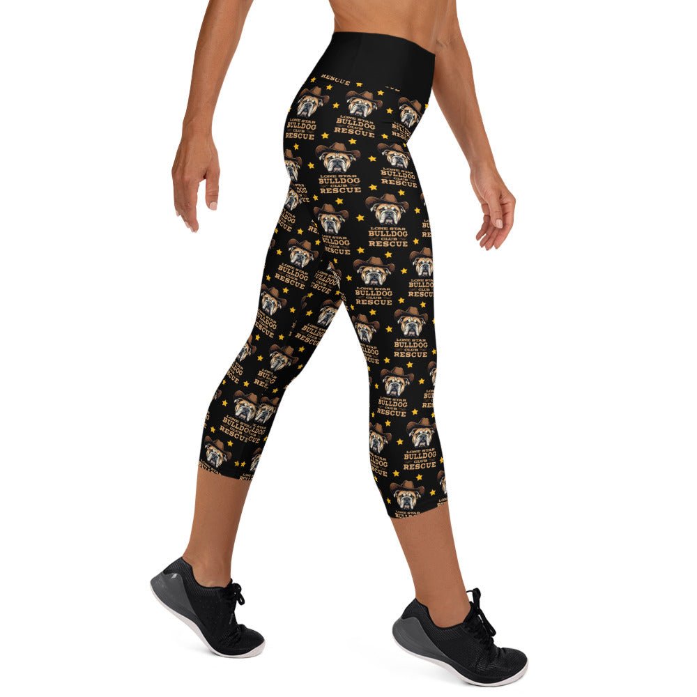 Black Lone Star Bulldog Club Rescue Yoga Capri Leggings