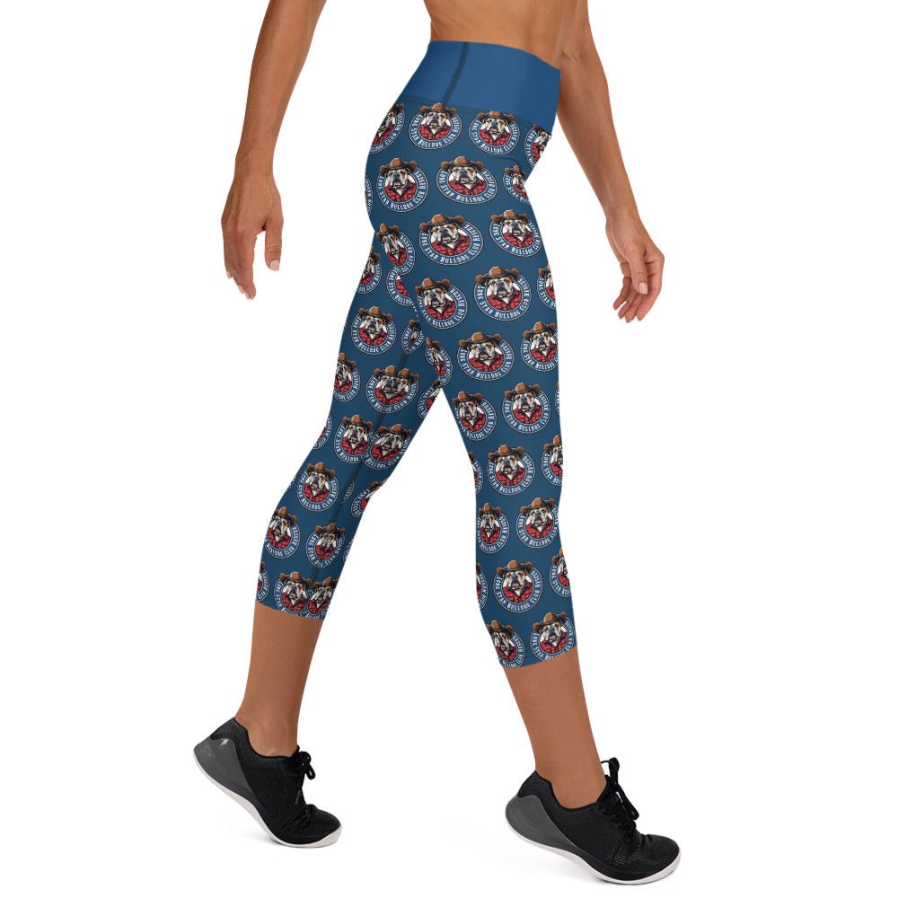 Blue Cowbull Lone Star Bulldog Club Rescue Yoga Capri Leggings