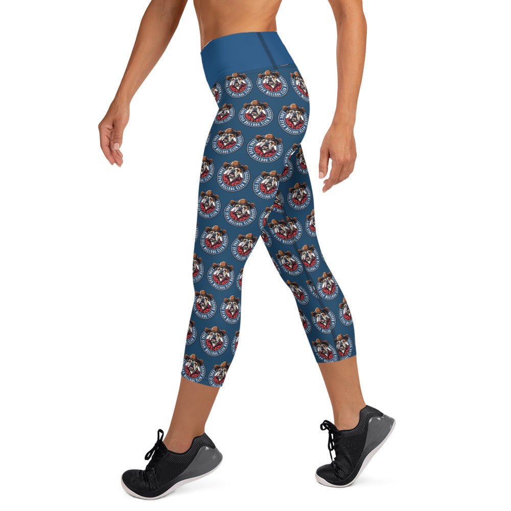Blue Cowbull Lone Star Bulldog Club Rescue Yoga Capri Leggings