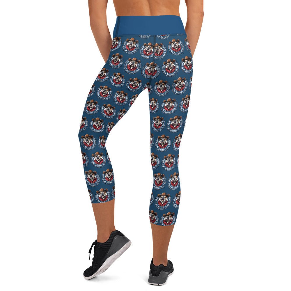 Blue Cowbull Lone Star Bulldog Club Rescue Yoga Capri Leggings