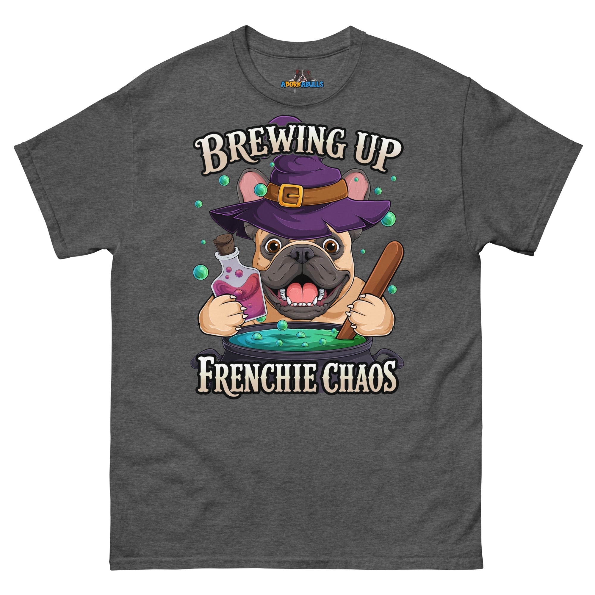 Brewing Up Frenchie Chaos Men’s French Bulldog Tee