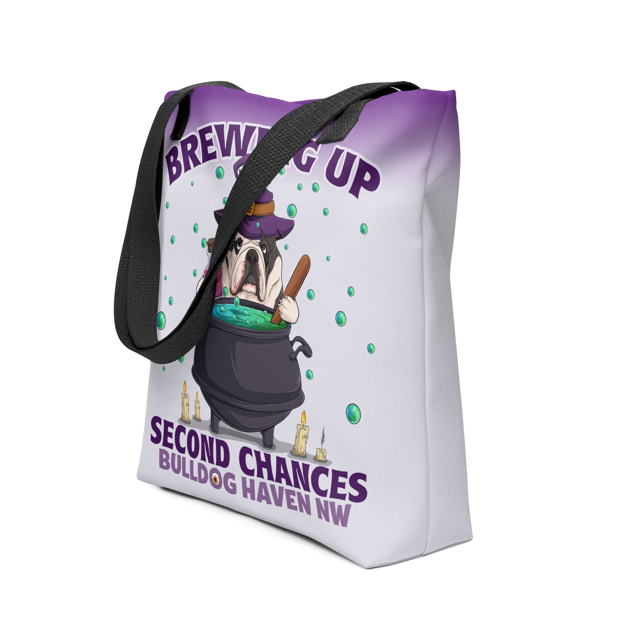 “Brewing Up Second Chances” BHNW Bulldog Witch Tote Bag