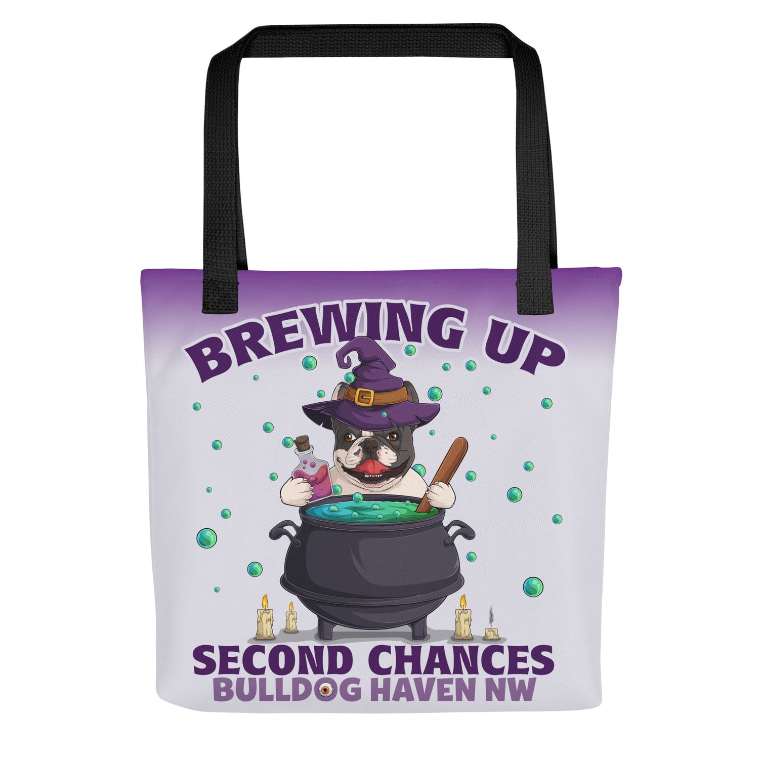 “Brewing Up Second Chances” BHNW Frenchie Witch Tote Bag