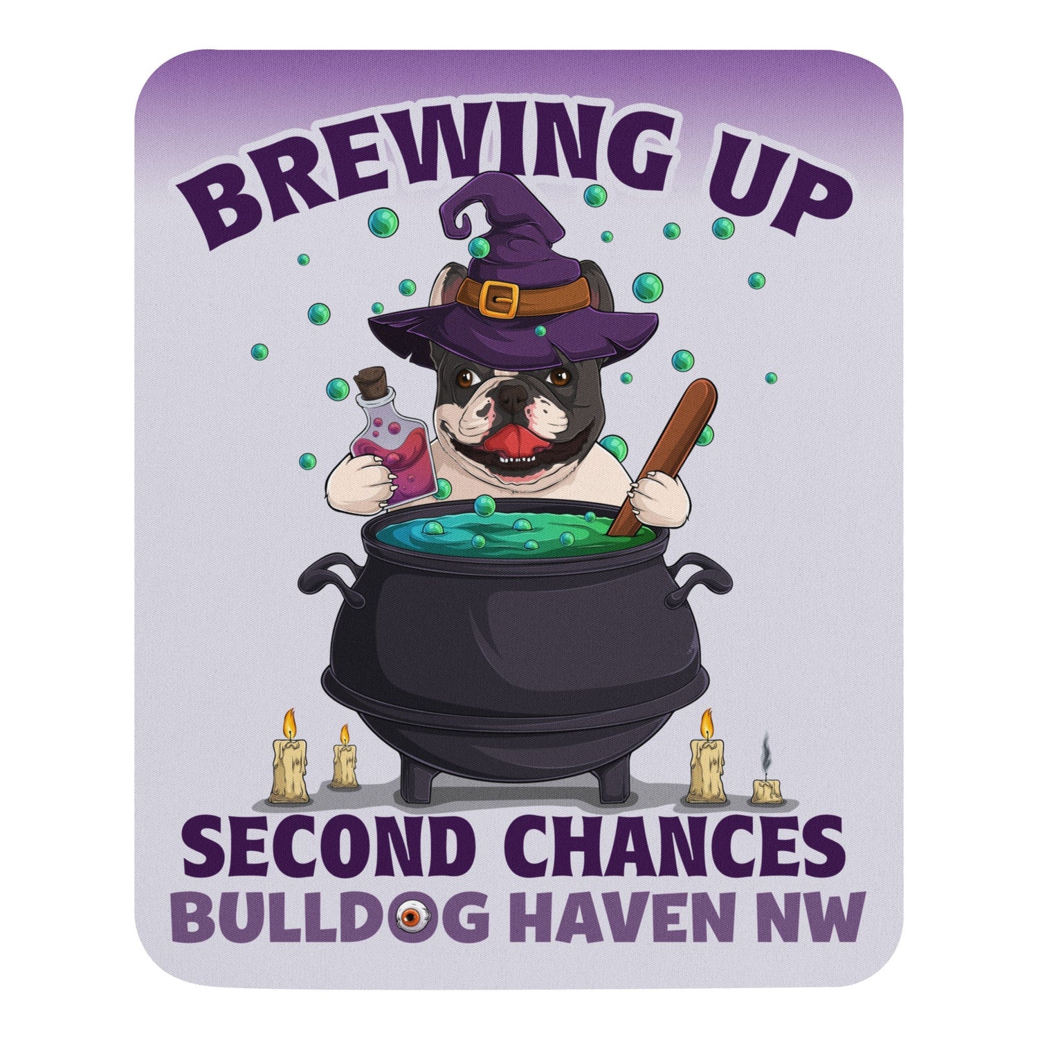 "Brewing Up Second Chances" Frenchie Witch Mouse Pad – BHNW Rescue Mouse Pad